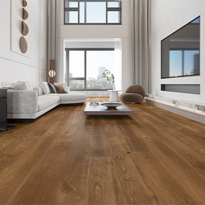 warm toned hardwood flooring in hallway